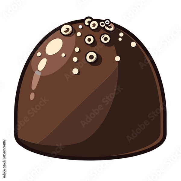 Fototapeta Round chocolate truffle with decoration dots in color vector style for artisan branding and dessert packaging - concept of luxury sweets and gourmet food