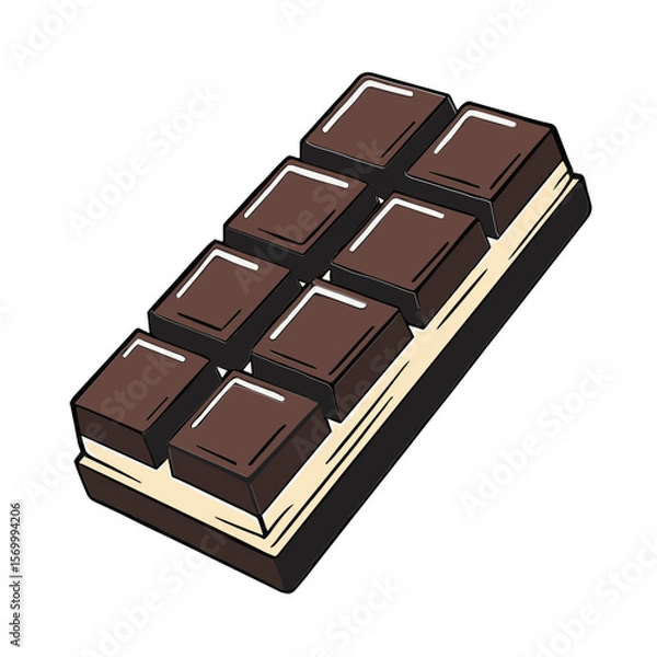 Fototapeta Chocolate bar with cream filling in color sketch style for candy packaging and product visuals - concept of indulgence and sweets