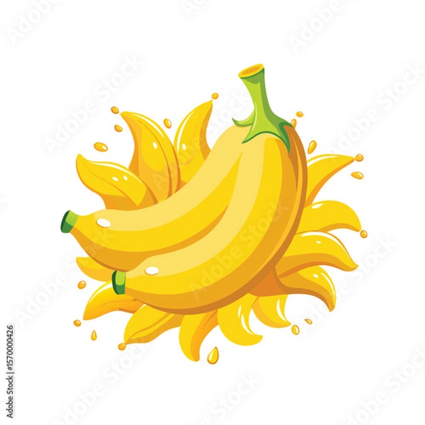 Fototapeta fresh-bananas-with-juice-splash-on-white-backgroun.eps