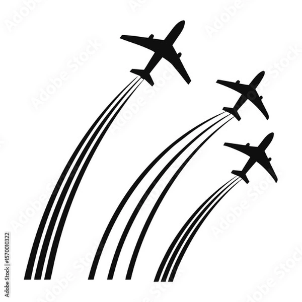 Fototapeta Three Airplanes in Flight A Vector Illustration of Air Travel