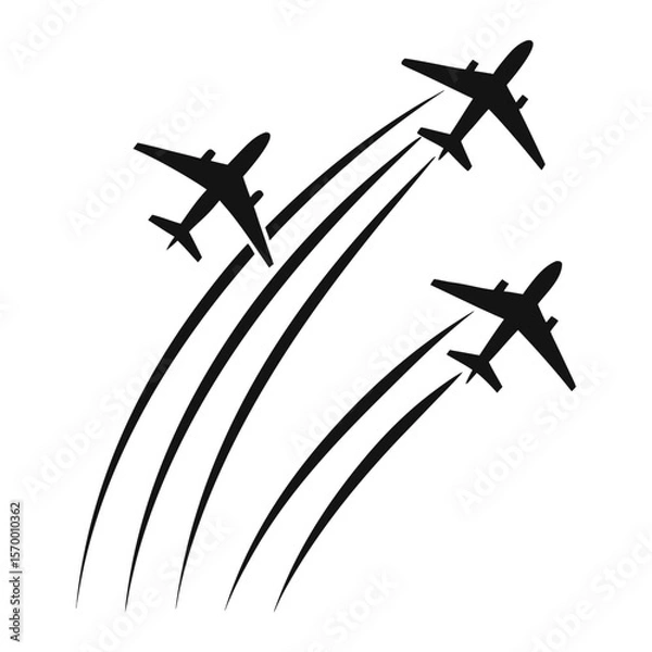 Fototapeta Three Airplanes in Flight A Vector Illustration of Air Travel