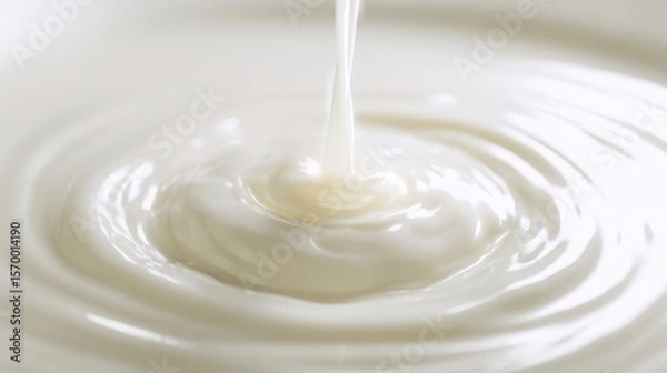 Fototapeta The smooth texture of milk creating ripples in a pristine surface.