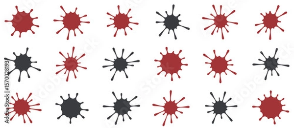 Fototapeta Red and Black Ink Splatter Icons Set