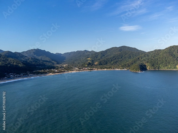 Obraz Aerial view of beautiful tropical rainforest beach from the ocean
