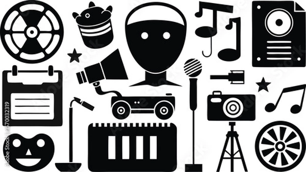 Fototapeta Set of vector icons featuring various types of transport in different styles and designs