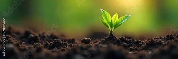 Fototapeta Delicate Spring Roots Emerging from Dark Soil A Close-Up of New Life and Growth