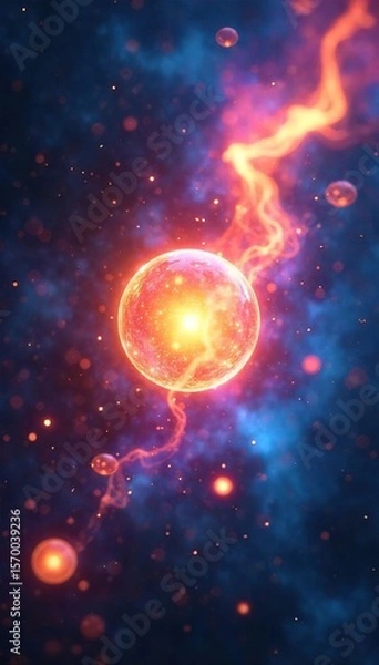 Fototapeta Glowing Energy Orbs Swirling Abstract Representation of Spiritual Energy and Life Force, Perfect for Meditation, Yoga, and Holistic Health Concepts