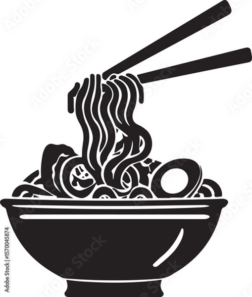 Obraz Ramen Silhouette Vector Illustration on Transparent Background