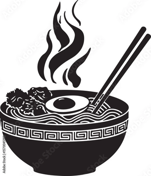Obraz Ramen Silhouette Vector Illustration on Transparent Background