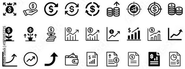 Fototapeta Profit Set of Web Icons | Financial, Money & Growth Icons for Dashboards and Reports