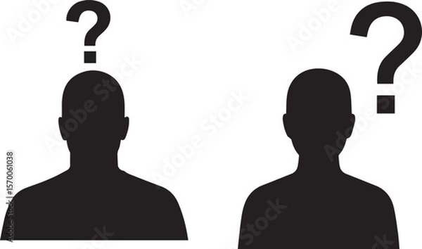Obraz man with question mark on head Unknown Business Person – Mystery Employee Silhouette Icon