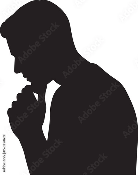 Obraz Thinking Man Silhouette – Business Idea Contemplation Vector