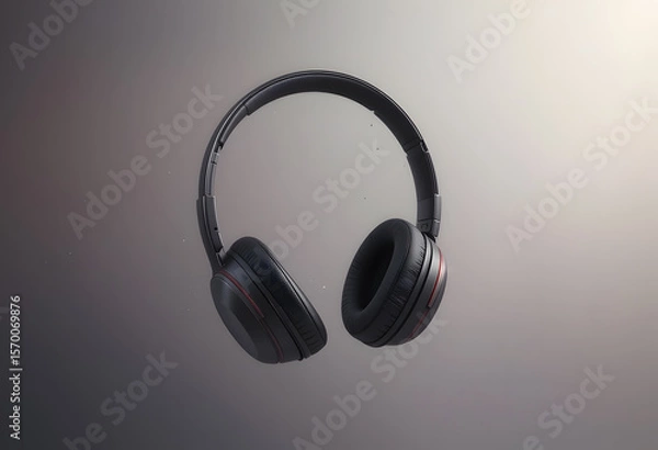 Fototapeta Floating Minimalist Headphones on Gradient Background