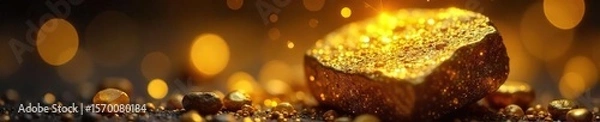 Fototapeta Glittering Gold Nugget A Symbol of Spiritual Enlightenment and Abundance