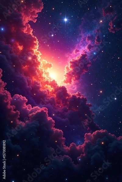 Fototapeta Majestic Nebula Swirling Cosmic Dust and Gas Form Breathtaking Celestial Structures in a Vast Interstellar Landscape