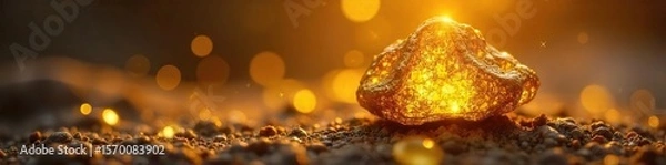 Fototapeta Glittering Gold Nugget in Sunlight Spiritual Enlightenment and Abundance