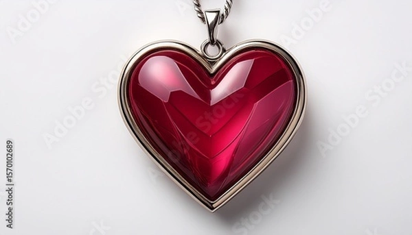 Obraz a rich crimson heart pendant isolated on white background