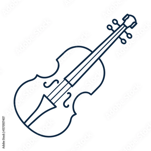 Obraz Violin icon in black and white line art