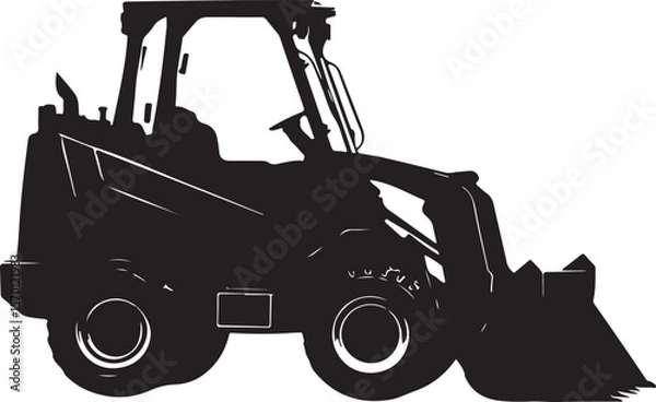 Obraz Skid Steer Silhouette Vector Illustration on Transparent Background