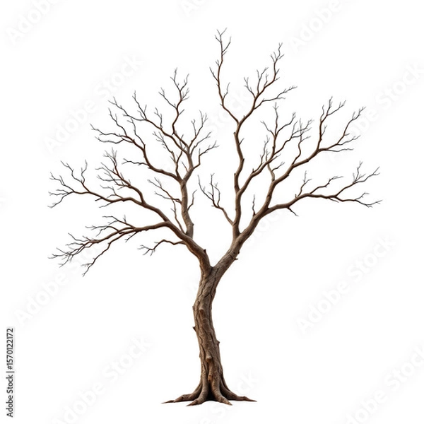 Fototapeta Bare Tree with Twisted Branches Against Transparent Background in a Natural and Artistic Style