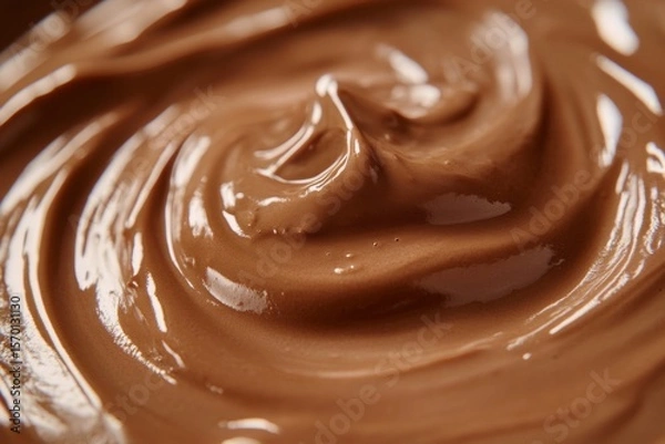 Obraz Close-up of Swirled Chocolate, Rich and Smooth, Perfect for Dessert or Food Photography.