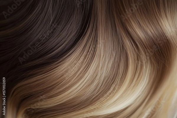 Obraz Close-up of Wavy Blonde and Brown Hair with Highlights, Textured and Smooth, Beauty Concept