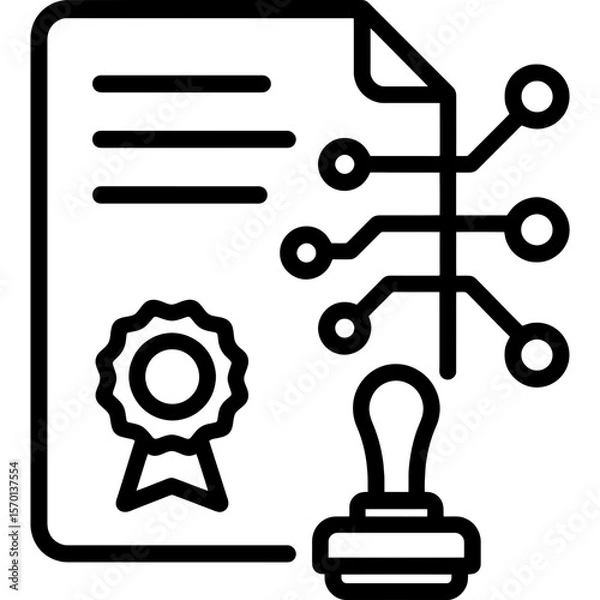 Fototapeta Smart contract outline icon vector