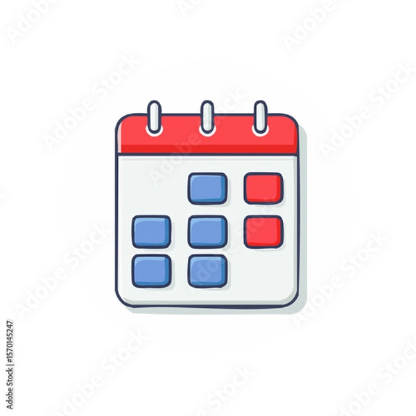 Fototapeta Stylized Calendar Icon with Blue and Red Days Scheduling Appointments and Events