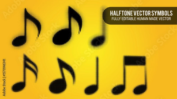 Fototapeta Halftone Vector Set Of Music Notes