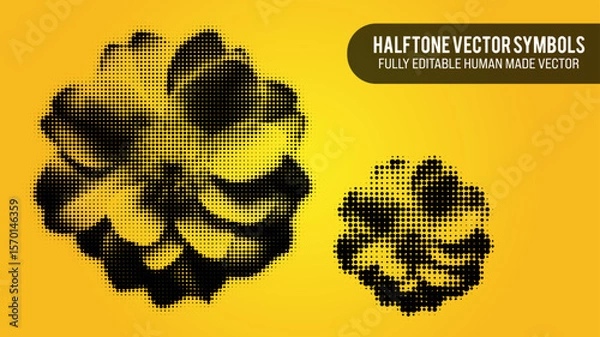 Fototapeta Halftone Vector Set Of Flowers