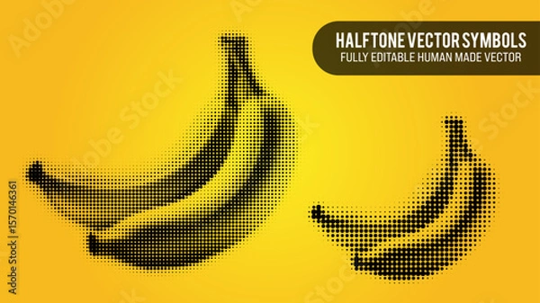 Fototapeta Halftone Vector Set Of A Banana