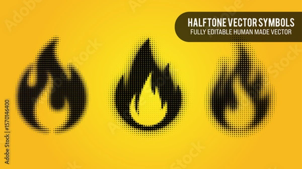 Fototapeta Halftone Vector Set Of Fire