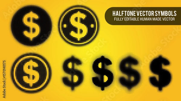 Fototapeta Halftone Vector Set Of Dollar Signs