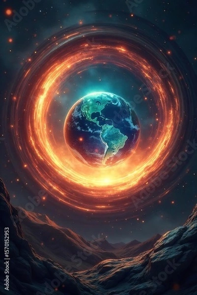 Fototapeta Mystical Orb Ethereal Energy Vortex, Ancient Magic, Otherworldly Glow, Fantasy Art