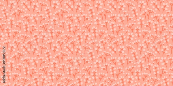 Fototapeta Delicate seamless pattern with petite meadow flowers in soft pink colors. Tranquil floral summer background.