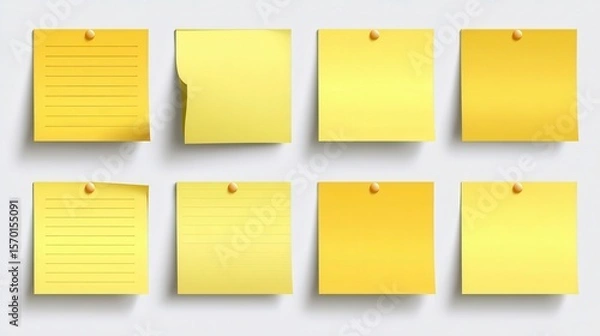 Fototapeta yellow blank memo sticky notes papers