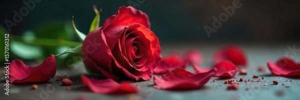 Fototapeta Wilting Rose Petals A Symbol of Fading Love and Lost Passion in a Garden Setting