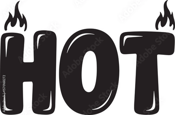 Fototapeta HOT Hand-drawn Style text Graphic black silhouette vector, Simple silhouette Design vector icon with Transparent background. A bold, stylized font text, Perfect for Sales Promotions
