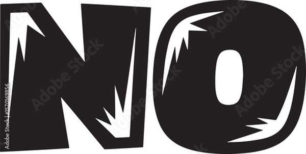 Fototapeta NO Hand-drawn Style text Graphic black silhouette vector, Simple silhouette Design vector icon with Transparent background. A bold, stylized font text.