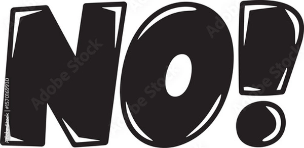 Fototapeta NO Hand-drawn Style text Graphic black silhouette vector, Simple silhouette Design vector icon with Transparent background. A bold, stylized font text.