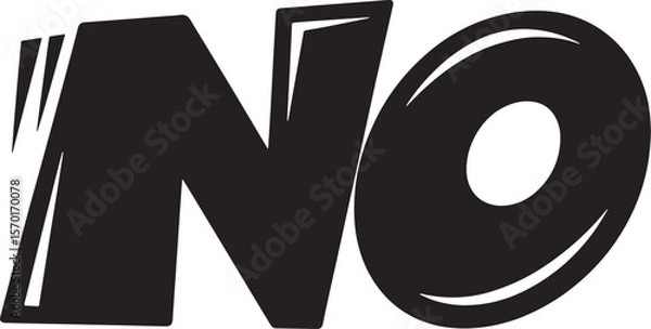 Fototapeta NO Hand-drawn Style text Graphic black silhouette vector, Simple silhouette Design vector icon with Transparent background. A bold, stylized font text.