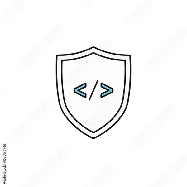 Fototapeta Shield icon with angle bracket symbol.