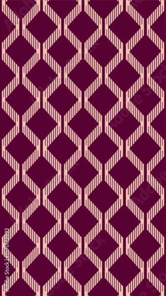 Fototapeta Textured geometric pattern in vibrant maroon and soft pink with diamond shapes and lines designed for modern decor
