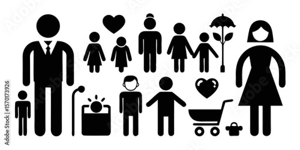 Fototapeta Diverse group of people icons representing family community and relationships isolated on white background