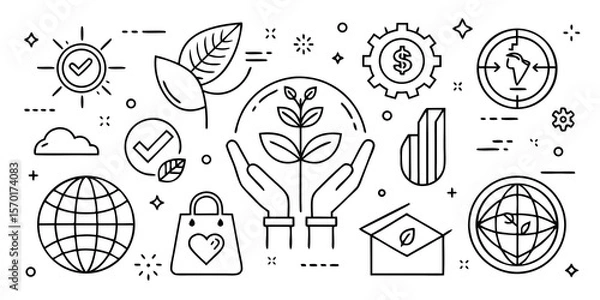 Fototapeta Environmental protection and sustainable development concepts with hands nurturing a plant isolated on white background