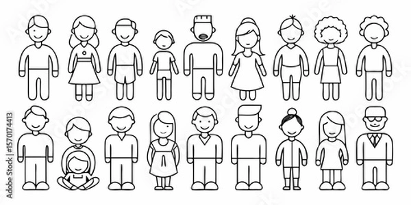 Fototapeta Collection of diverse people icons representing different ages genders and ethnicities isolated on white background