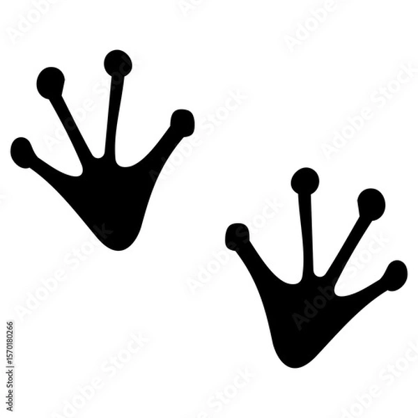 Fototapeta Transparent PNG file of Monochrome vector graphic of a frog's foot prints