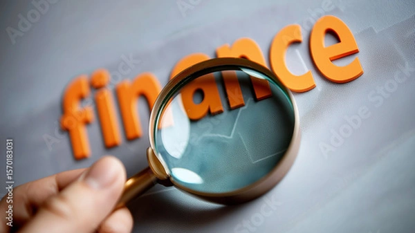 Obraz Financial Analysis Emphasised by a Lens Examining Key Economic Text.
