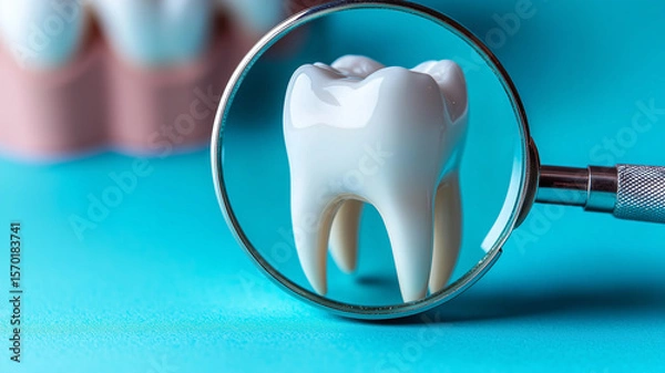 Obraz Dental Health Inspection Concept Magnifying Enamel Structure.
