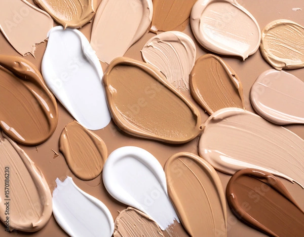 Fototapeta Swirled Foundation Shades: A Diverse Palette of Makeup Textures